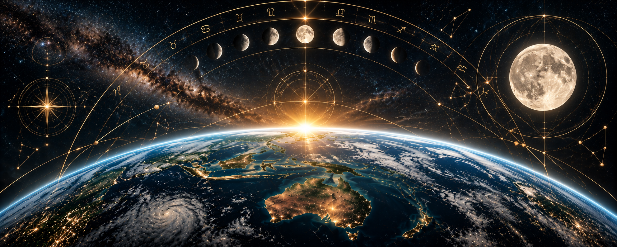 Celestial view of Earth, Australia and the moon